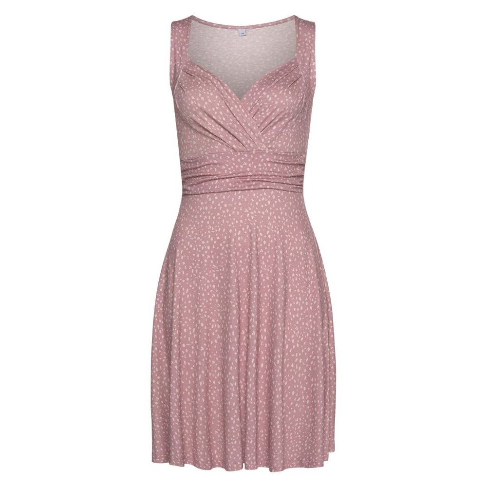 NWT Lascana Pink Sleeveless Ruched Printed Casual Soft Stretchy Flowy Mini Dress - Picture 13 of 16